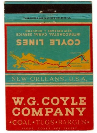 Wg Coyle Tug Boat Company Matchcover Matchbook - Orleans,  Louisiana