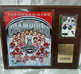 2017 - 2018 Capitals Stanley Cup Champion Plaque With Ovechkin Card,  12x15