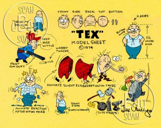 Rare Tex Avery Model Sheet Cartoon 8 X 10 Color Photo Mgm Theatrical Director