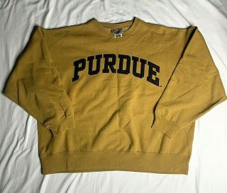 Vtg Steve And Barrys University Of Purdue Crewneck Sweatshirt Mustard Yellow Xl