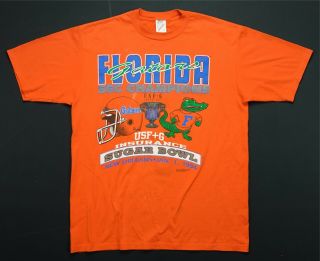 Rare Vintage Florida Gators Sec Champions Sugar Bowl 1994 T Shirt 90s Orange L