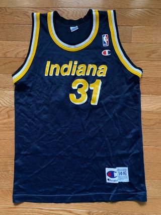 Vintage Reggie Miller Champion Jersey Indiana Pacers 31 Size Youth Sz L 14 - 16