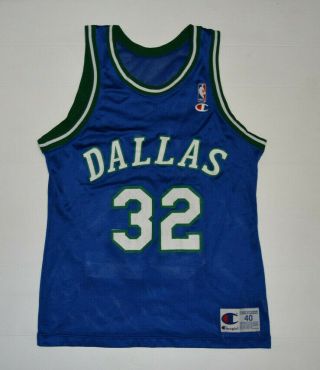 Vintage Jamal Mashburn Dallas Mavericks Champion Size 40 Jersey Men B4