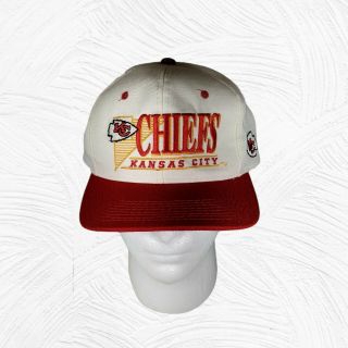 Vintage 90s Kansas City Chiefs Logo Snapback Hat Team Nfl White Red