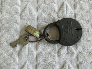 Antique Miller Padlock Iron Padlock By Miller Lock Co Made In Usa With Key
