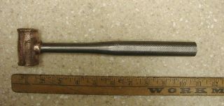 Old Tools,  Vintage Copper Head Hammer,  15.  7oz. ,  2 - 1/8 " Head,  W/10 " Steel Handle