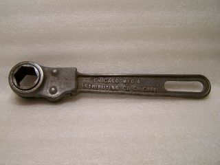 Antique Chicago Mfg.  & Distributing Co.  Hex Ratchet Wrench Patent 1914 Usa