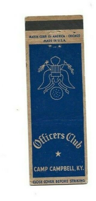 Vintage Matchbook Cover Army Officers Club Camp Campbell Ky 9913