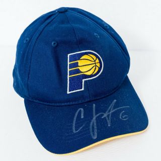 Indiana Pacers Baseball Cap Hat Cory Joseph Signed Adult Blue Yellow Lucas Oil