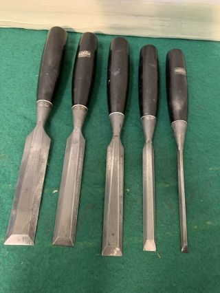 Vintage Stanley Set Of 5 Bevel Edged Chisels Vintage Old Tools By Stanley