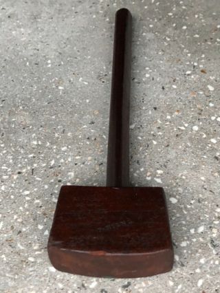 Antique Vintage Small Wooden Mallet - Hard Wood Hammer - Marked T.  Milne.