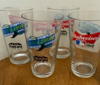 Mlb Tampa Bay Devil Rays Inaugural Season 1998 Glass Budweiser Set Of 4