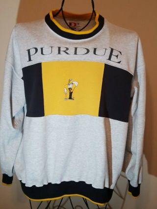 Vintage 80s Purdue Boilermakers Ncaa Crewneck Sweatshirt Size Xl Colorblock