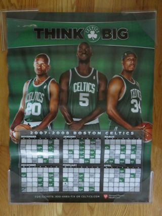 Think Big - Ray Allen Kevin Garnett Paul Pierce 2007 - 08 Calendar Celtics Poster