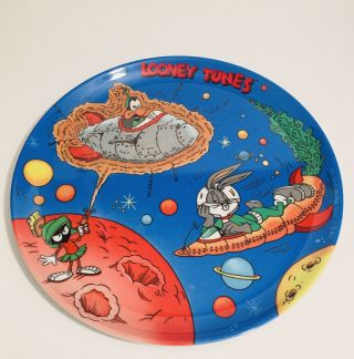 ✨ Looney Tunes Plastic Kids Plate Bugs Bunny Daffy Duck Marvin Martian Wb 1991 ✨