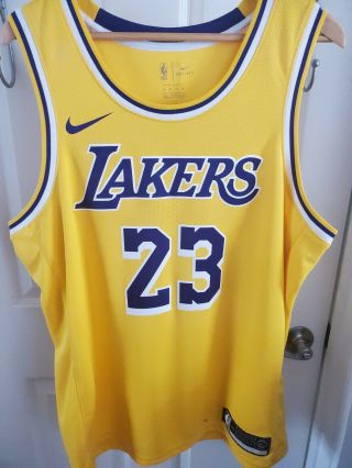 Nike Lebron James Los Angeles Lakers Yellow 23 Jersey Size Xl - 52