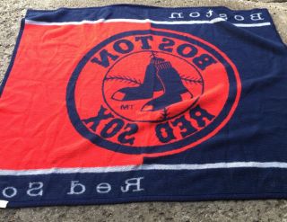 Biederlack Boston Red Sox Heavy Pile Fleece Throw Blanket Made In Usa 60 X 48