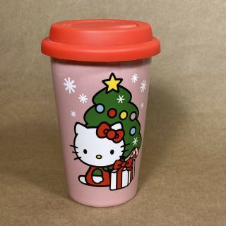 Hello Kitty Happy Holidays Pink Christmas Tree Travel Cup Mug Vandor Sanrio