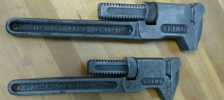 12 " & 15 " Antique Trimo Adjustable All Steel Monkey Wrenches Usa