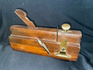J.  W.  Harron Wood Molding Plane Antique Carpenter Tool Nyc Cool Brass Adjustment