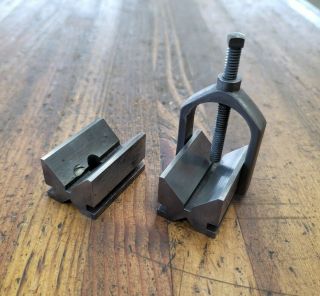 Machinist Tools V - Block Pair Vintage Toolmakers Setup Blocks & Clamp ☆usa