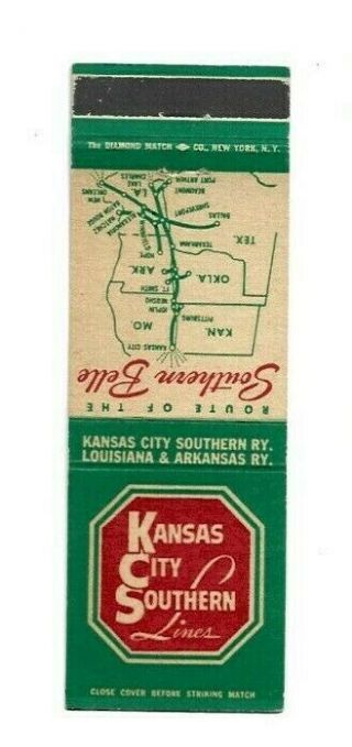 Vintage Matchbook Cover Kansas City Southern Lines Railroad Southern Belle 9638