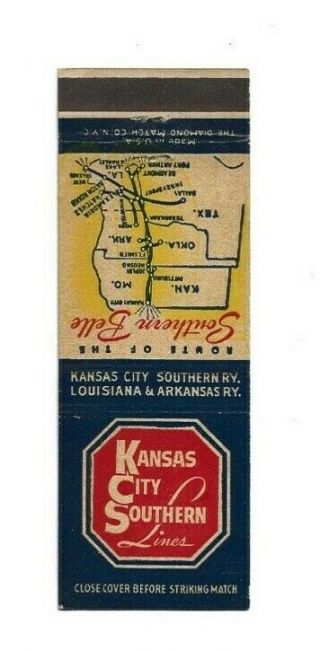 Vintage Matchbook Cover Kansas City Southern Lines Railroad 9745