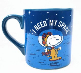 Peanuts Snoopy I Need My Space Ceramic Mug 14 Ounce Blue