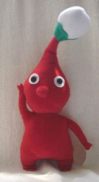 12 " Handmade Pikmin 2 Plush Doll Red Body With Bud Toy