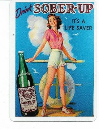 Ba - 4 Single Swap Playing Card Drink Beverage Adverts Sober - Up