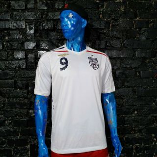 Rooney England Team Jersey Home Football Shirt 2007 - 2009 White Umbro Mens Size L
