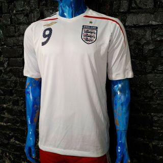 Rooney England Team Jersey Home football shirt 2007 - 2009 White Umbro Mens Size L 2