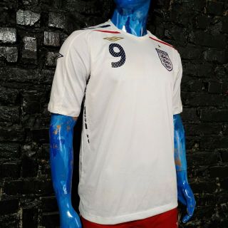 Rooney England Team Jersey Home football shirt 2007 - 2009 White Umbro Mens Size L 3