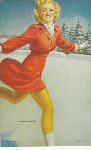 Al Buell - 1940s Art Illust Pin - Up/cheesecake Mutoscope Arcade/exhibit Card