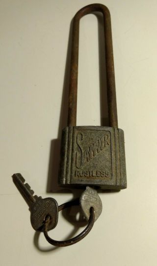 Vintage Collectible Slaymaker Rustless Padlock Bicycle Lock,  2 Keys Made In Usa