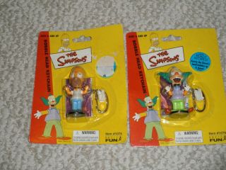 2 In Packages The Simpsons Homer & Krusty The Clown Bobble Head Keychains 02