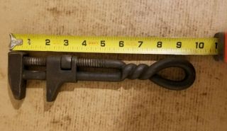 Antique Adiustable 10 Inch Monkey Wrench Hand Tool Twisted Handle