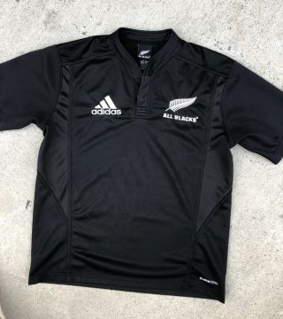 Adidas Zealand All Blacks Juniors Youth Boys Rugby Jersey Size Large - XL 2