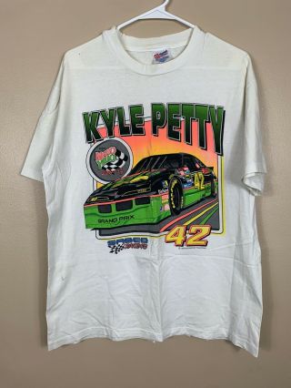 Vintage 1993 Kyle Petty Nascar Mello Yello T - Shirt Single Stitch Large White Usa