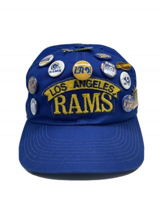 Vintage Nfl Los Angeles Rams 80’s 90’s Adjustable Snapback Hat Made In Usa Pins