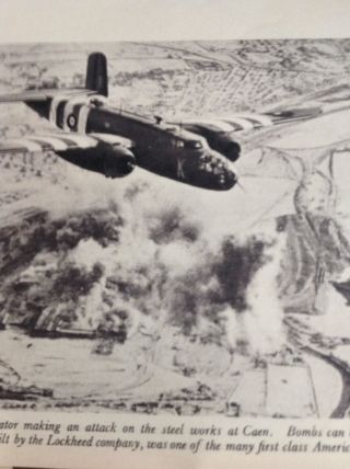 A3 - 7 Ephemera 1950s Picture Ww2 Raf Liberator Bombing Steel At Caen