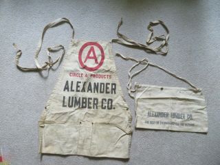 Vintage Cloth Advertising Carpenters Nail Apron Alexander Lumber Company