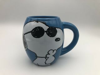 Peanuts Snoopy Coffee Cup Mug Joe Cool Large 18 Oz Blue Oval Ceramic Sticker