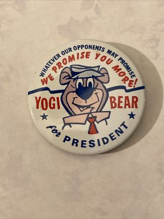 1964 Yogi Bear For President Fantasy Hanna Barbera Pinback Button