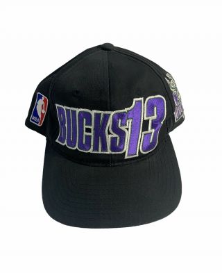 Vintage 90s Milwaukee Bucks Nba Snapback Hat Cap Vtg Rare Purple Coach