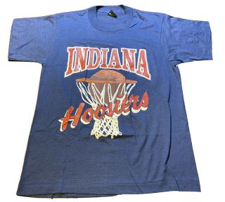 Vintage 80s Indiana Hoosiers Basketball T Shirt Single Stitch 50/50 Size M