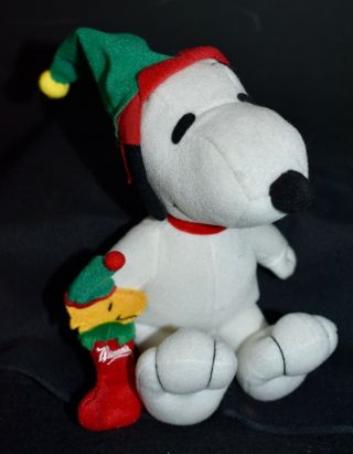 Whitmans Snoopy Woodstock Christmas Plush 7 " Stuffed Animal Toy