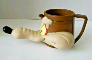 1994 Kfc Promo Looney Tunes Wile E.  Coyote Head Plastic Cup Mug 3d Vintage