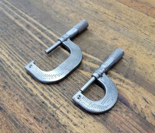 Vintage Tools Brown & Sharpe Micrometers 0 - 1 " & 1 - 2 " Machinist Toolmakers ☆usa