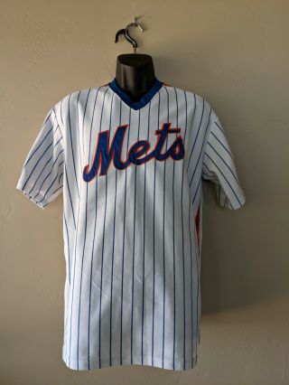 Vintage York Mets Sand Knit Home Jersey,  Made In The Usa,  Size 46
